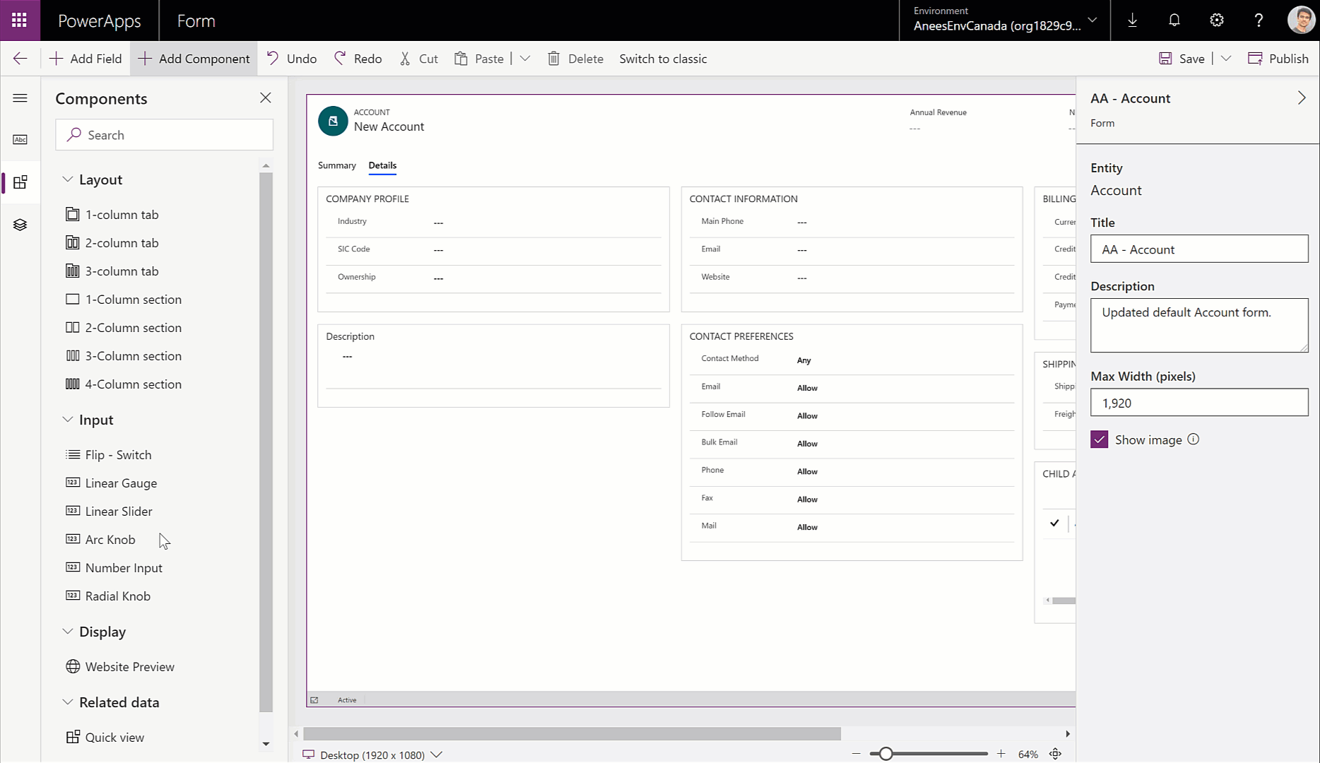 Easily discover and add components to the form