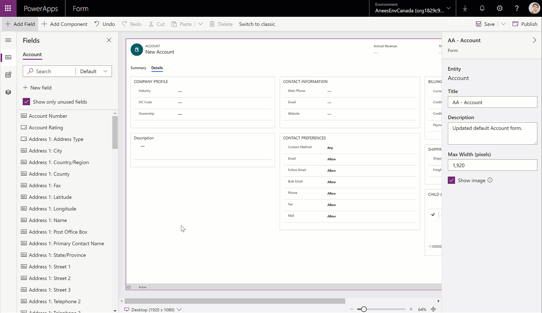 Create a new field on the entity while editing a form