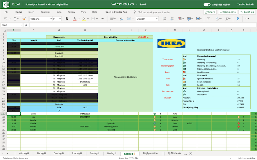 Screenshot of sales tool