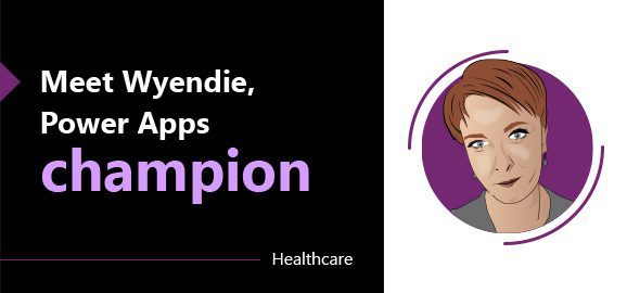 An illustrated headshot of a woman named Wyendie who is a Power Apps Champion in the healthcare industry.