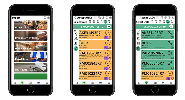 Screenshots of mobile app built using Power Apps