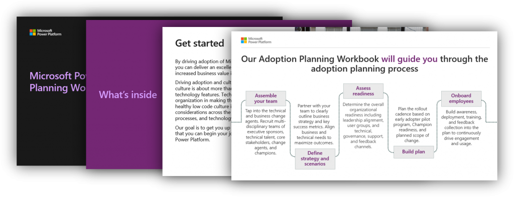 Screenshot of the first few pages of the Adoption Planning workbook