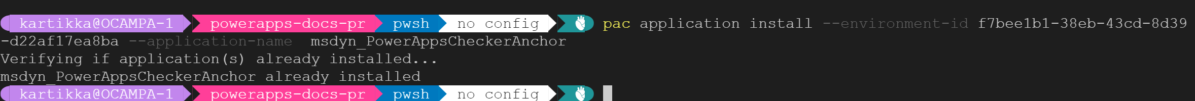 PacCLI example of Power Platform API