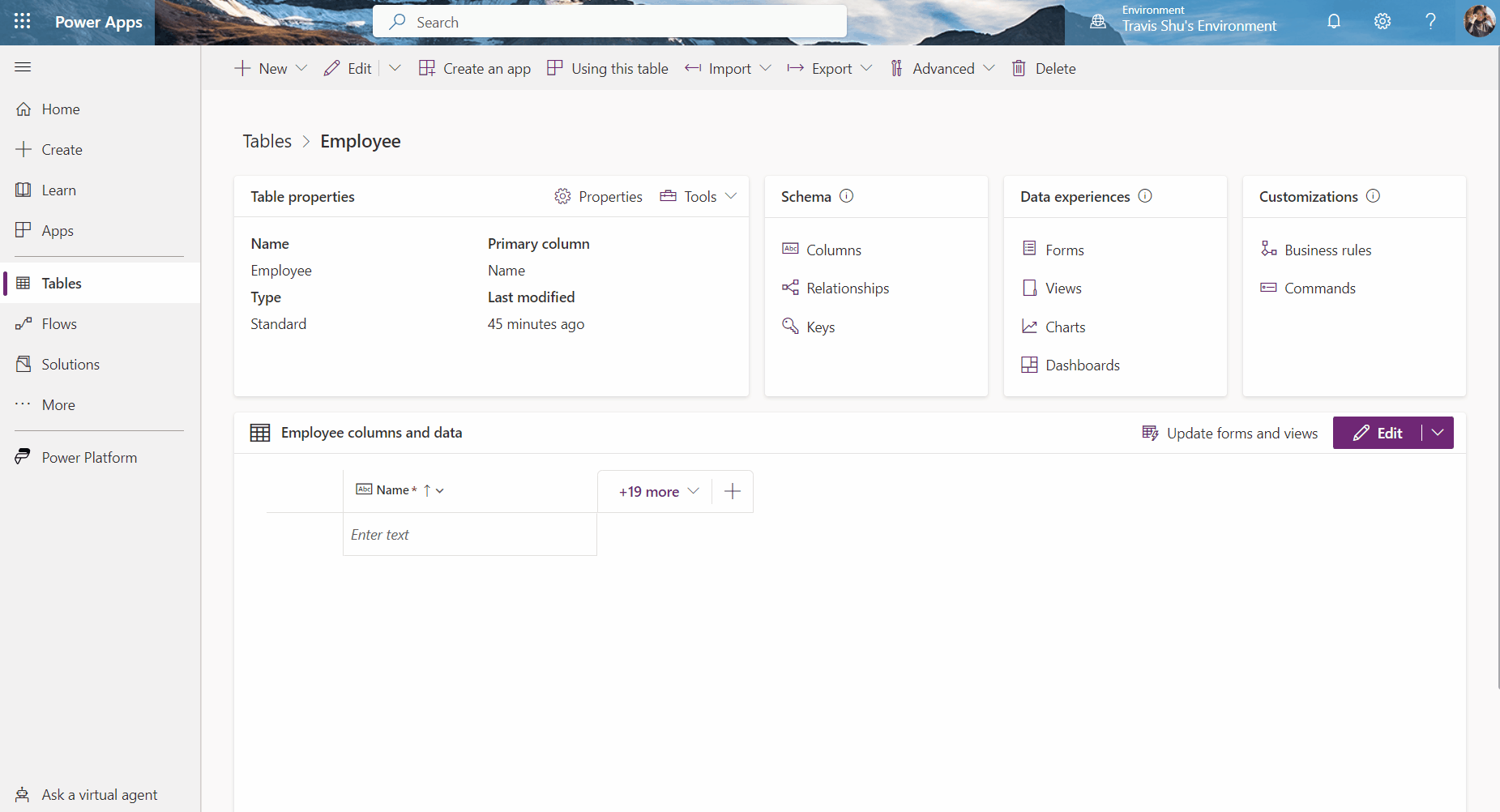 Updating forms and views in table hub