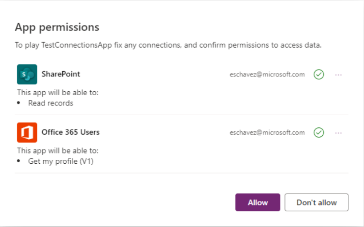 updated consent dialog showing all connections ready with allow button enabled. 